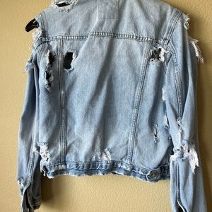 Zara Trafaluc Denim extremely distressed Jacket Women Size Small